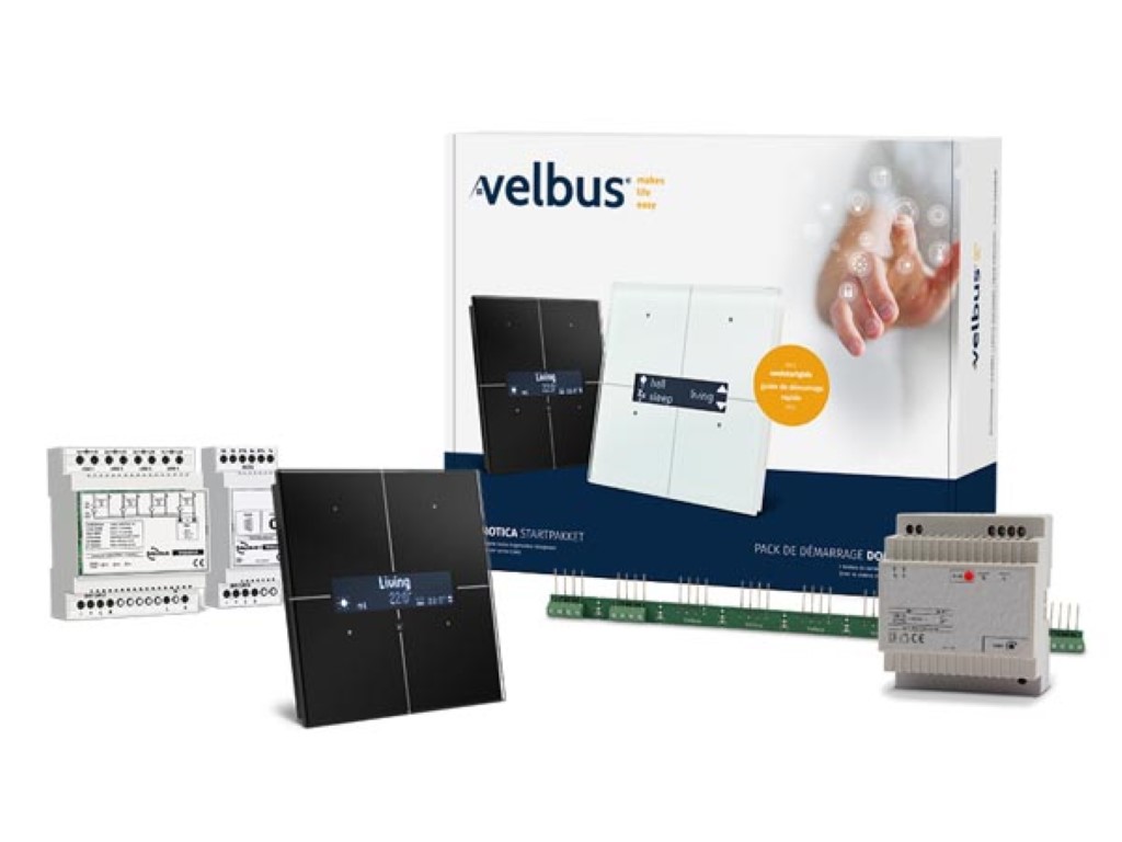 Velbus introductory package incl. black glass control module with OLED display VMBGPODB