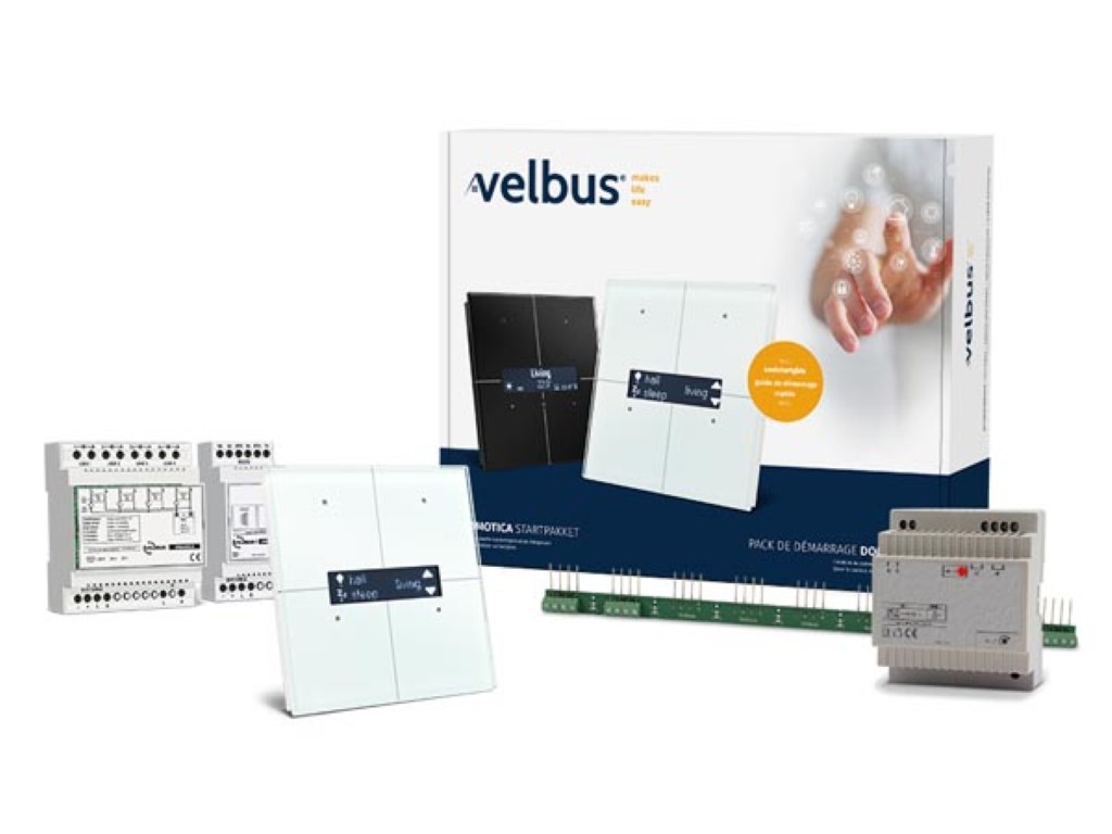 Velbus introductory package incl. white glass control module with OLED display VMBGPODW