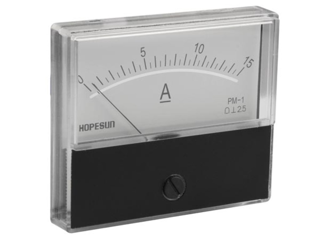 ANALOGUE CURRENT PANEL METER 15A DC / 70 x 60mm