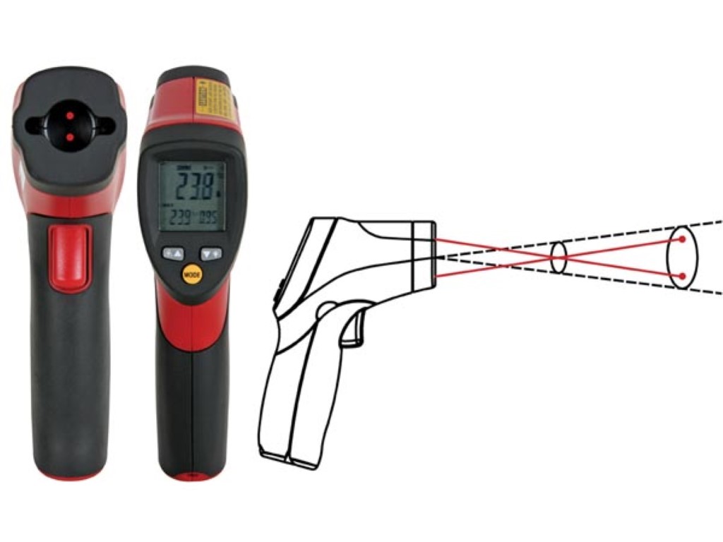 Infrapuna-termomeeter 2-punktilise lasersihikuga : -50°C ~ 550°C 