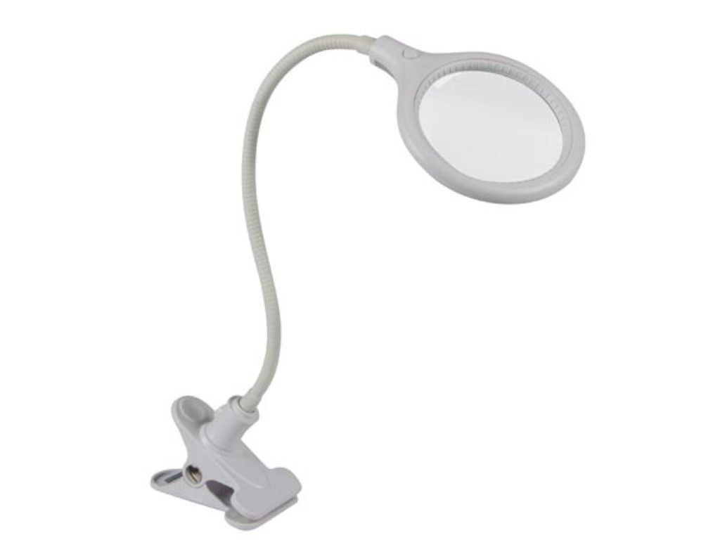 LED DESK LAMP WITH CLIP AND MAGNIFYING GLASS - 5 DIOPTRE - 6 W - 30 LEDS - WHITE