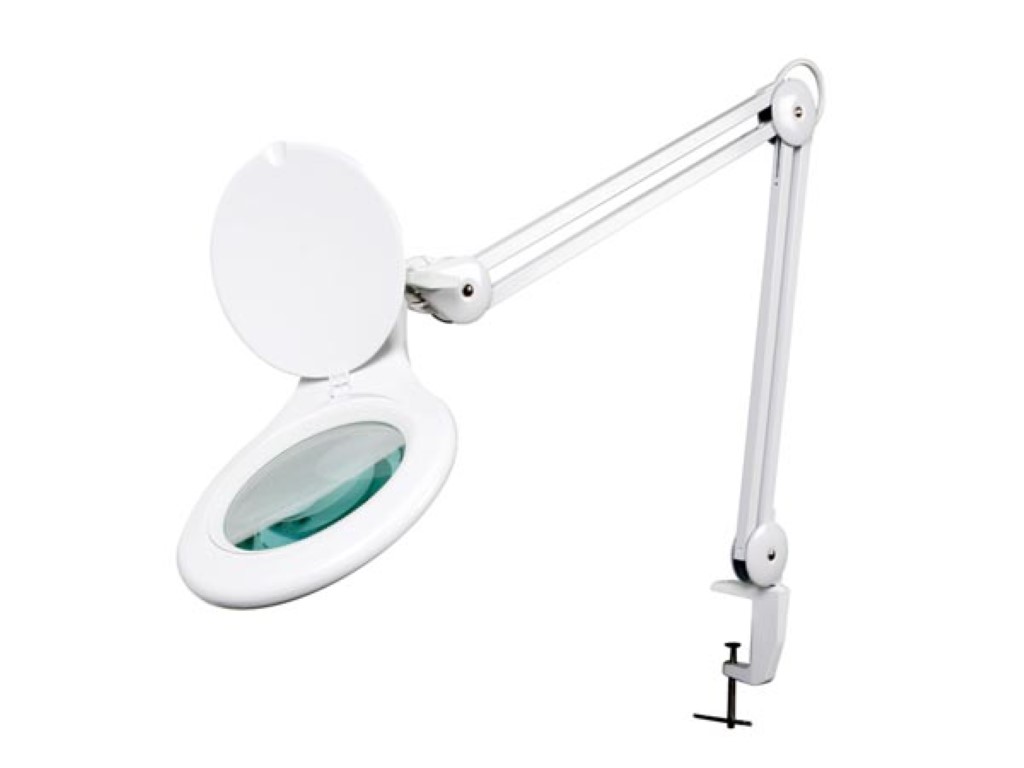 LED DESK LAMP WITH MAGNIFYING GLASS  5 DIOPTRE- 4W - 48 PCS - WHITE