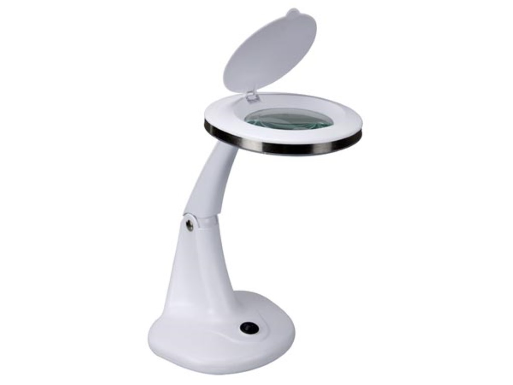 LED DESK LAMP WITH MAGNIFYING GLASS  3 + 12 DIOPTRE - 6 W - 30 LEDS - WHITE