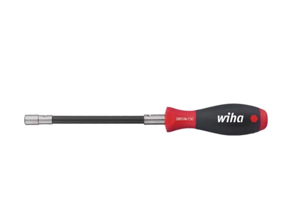 Wiha Screwdriver with bit holder SoftFinish® clamping with retaining ring flexible shaft, 1/4