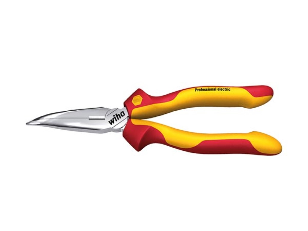WIHA - VDE/GS INSULATED 1000V AC NEEDLE NOSE PLIER PROFESSIONAL ELECTRIC WITH CUTTING EDGE CURVED SHAPE 40° - 200 mm - Z05106