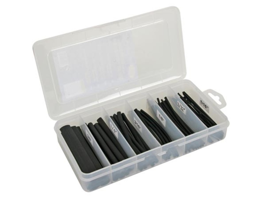 Термоусадочные трубки- BLACK 10cm - 170 pcs - IN STORAGE BOX
