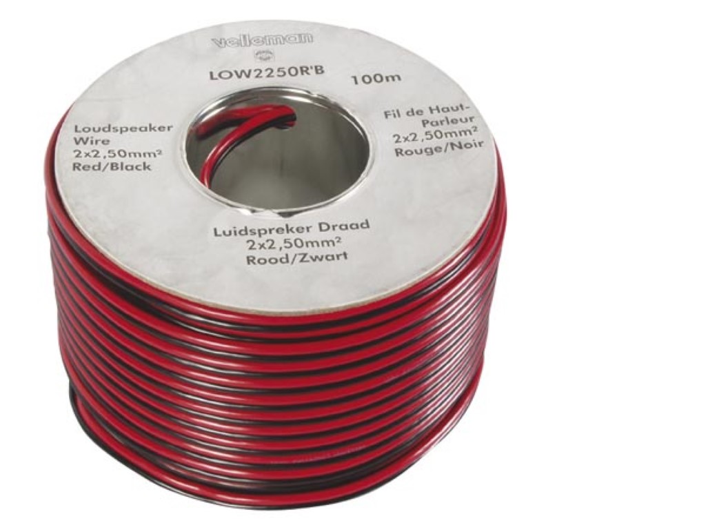 CCA kõlarikaabel - 2 x 2.50mm² - punane/must- rull: 100m