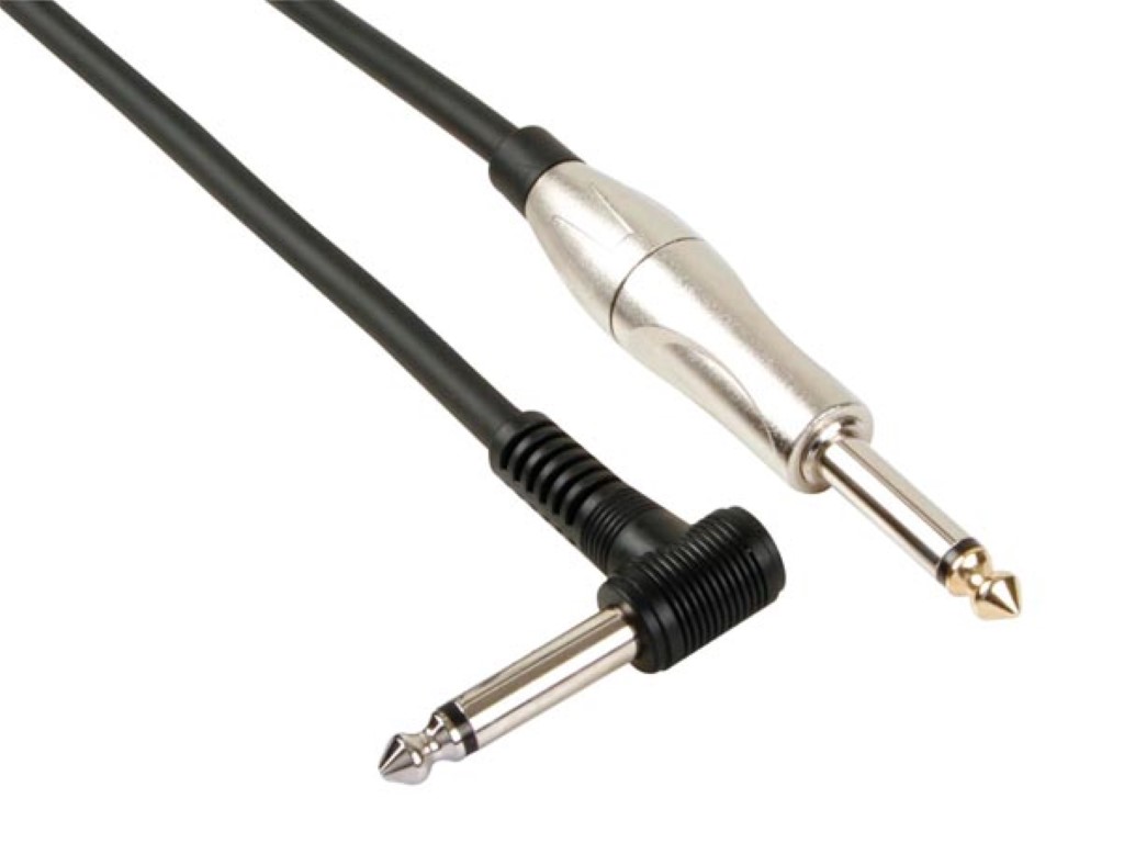 PROFESSIONAL GUITAR CABLE, 6.35mm JACK TO 6.35mm JACK 90° (6m)
