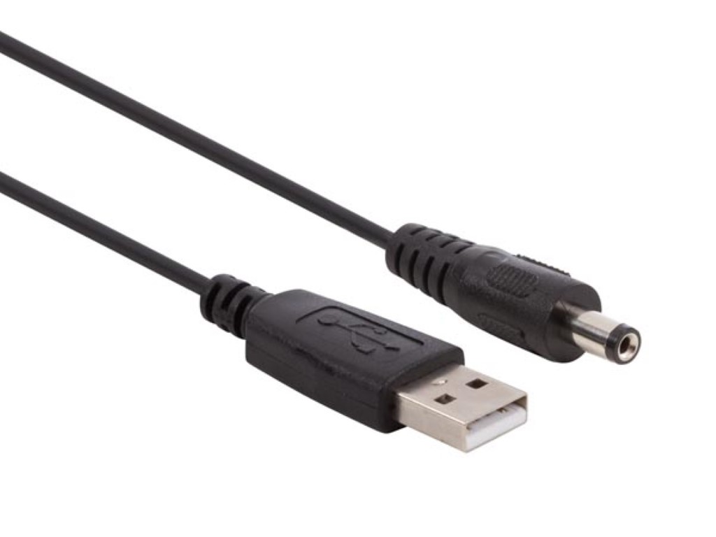 USB 2.0 A pistik - DC (alalistoide ) 2.1 x 5.5 mm pistik  - must - 1 m