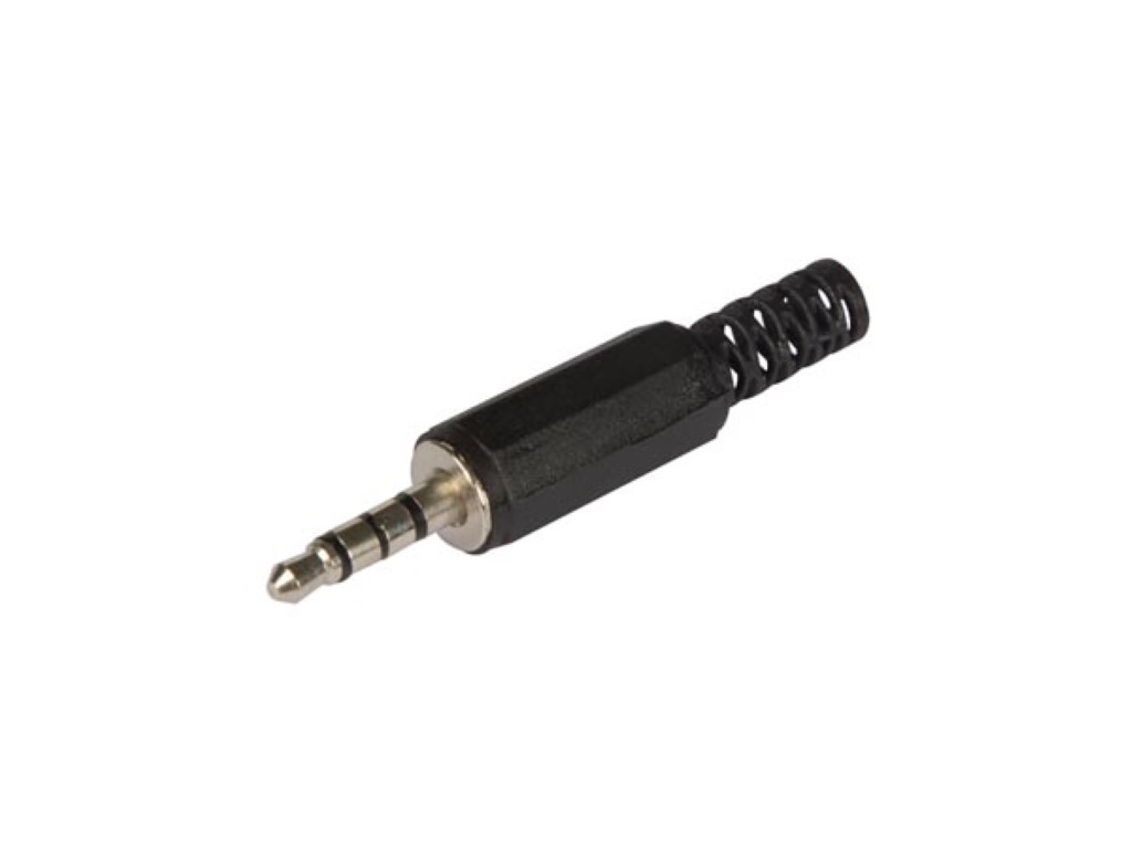 3.5mm MALE JACK CONNECTOR - BLACK STEREO - 4 CONTACTS