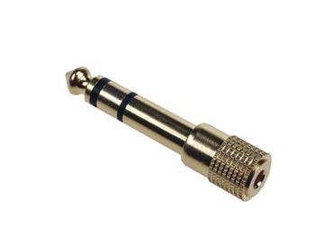 FEMALE 3.5mm STEREO JACK TO MALE 6.35mm STEREO JACK - GOLD