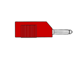 MATING CONNECTOR 4mm WITH LONGITUDINAL OR TRANSVERSE CABLE MOUNTING, WITH SCREW / RED (BSB 20K)