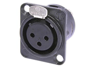 NEUTRIK - XLR monteeritav konnektor, 3-PIN pesa , kullatud, must, D-suurus