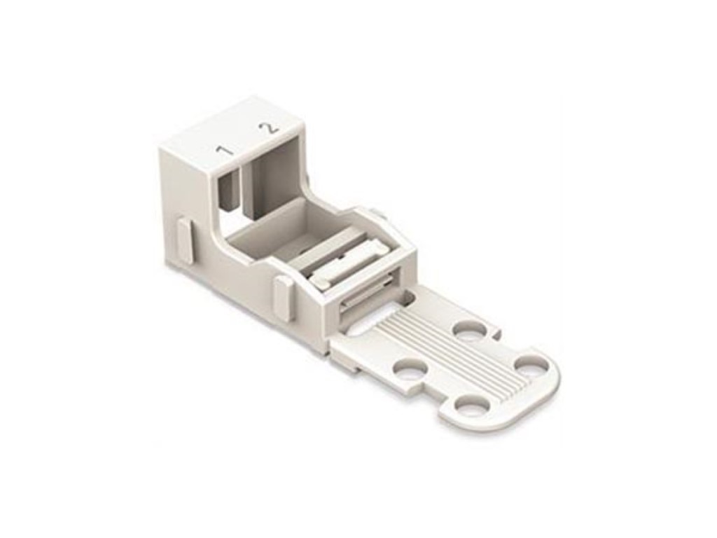 Kaabli klamber - FOR 2-CONDUCTOR TERMINAL BLOCKS - 221 SERIES - 4 mm² - WITH SNAP-IN MOUNTING FOOT FOR HORIZONTAL MOUNTING - WHITE