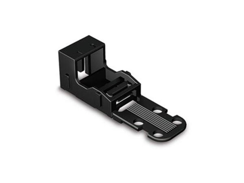 MOUNTING CARRIER - FOR 2-CONDUCTOR TERMINAL BLOCKS - 221 SERIES - 4 mm² - WITH SNAP-IN MOUNTING FOOT FOR HORIZONTAL MOUNTING - BLACK
