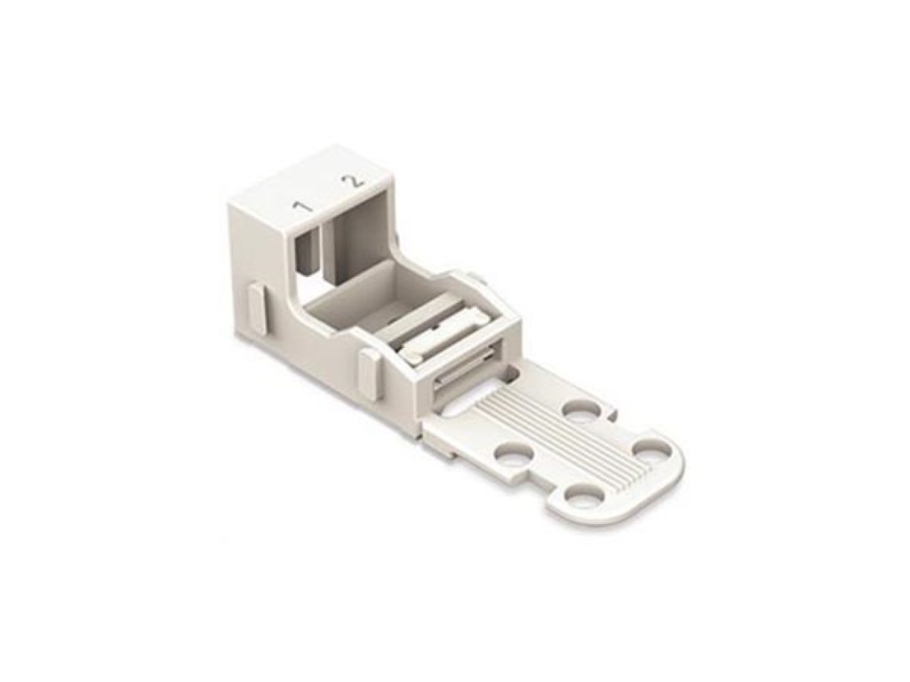 MOUNTING CARRIER - FOR 2-CONDUCTOR TERMINAL BLOCKS - 221 SERIES - 4 mm² - WITH SNAP-IN MOUNTING FOOT FOR VERTICAL MOUNTING - WHITE