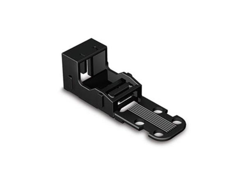 MOUNTING CARRIER - FOR 2-CONDUCTOR TERMINAL BLOCKS - 221 SERIES - 4 mm² - WITH SNAP-IN MOUNTING FOOT FOR VERTICAL MOUNTING - BLACK