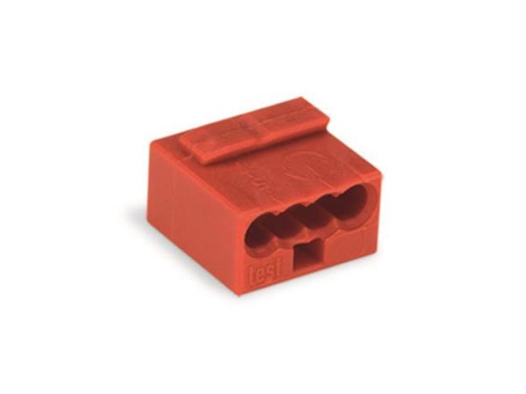 MICRO-konnektor: PUSH-WIRE , FOR JUNCTION BOXES 4-CONDUCTOR TERMINAL BLOCK, RED