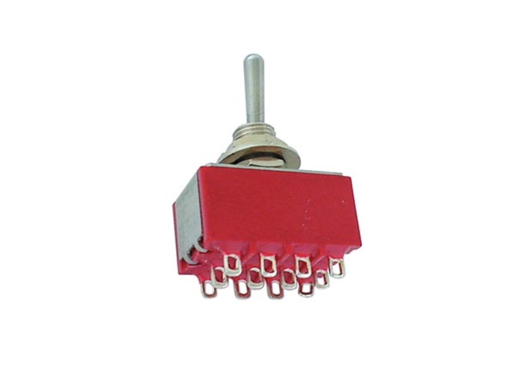 VERTICAL TOGGLE SWITCH 4PDT ON-OFF-ON - PCB TYPE