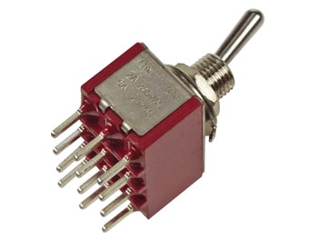 VERTICAL TOGGLE SWITCH 4PDT ON-ON - PCB TYPE