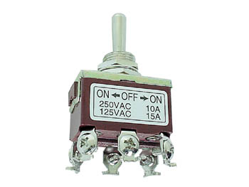 MAXI TOGGLE SWITCH DPDT (ON)-OFF-(ON) 10A/250V
