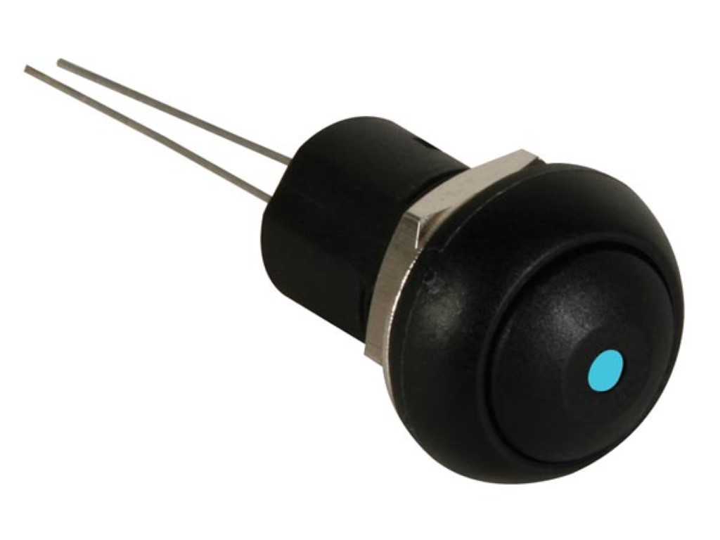 MINI PUSH SWITCH WITH BLUE LED 1P SPST OFF-ON
