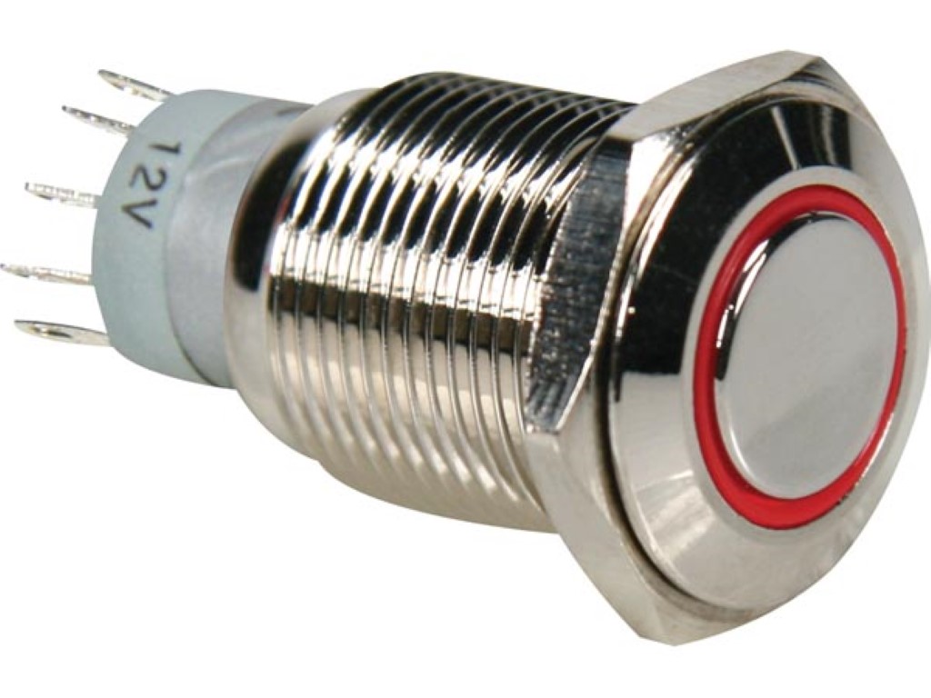 ROUND METAL SWITCH SPDT 1NO 1NC - RED RING