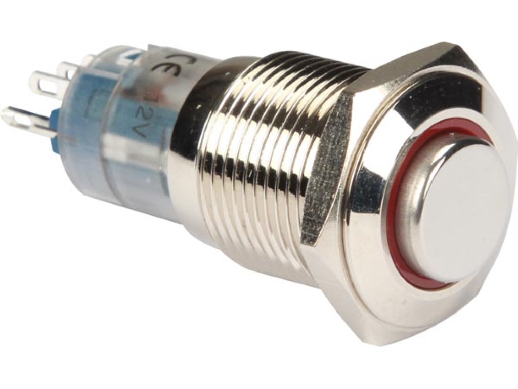 HIGH ROUND METAL SWITCH SPDT 1NO 1NC - RED RING