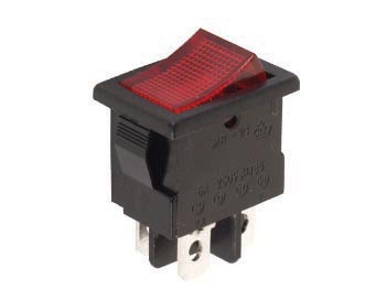 POWER ROCKER SWITCH 3A-250V SPST ON-OFF - WITH RED NEON LIGHT