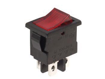 POWER ROCKER SWITCH 3A-250V DPST ON-OFF - WITH RED NEON LIGHT