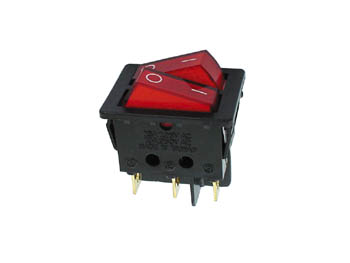 POWER ROCKER SWITCH 10A-250V DPST ON-OFF - WITH RED NEON LIGHT