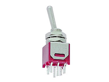 VERTICAL SUBMINIATURE TOGGLE SWITCH DPDT ON-ON