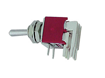 90° HORIZONTAL SUBMINIATURE TOGGLE SWITCH DPDT ON-ON