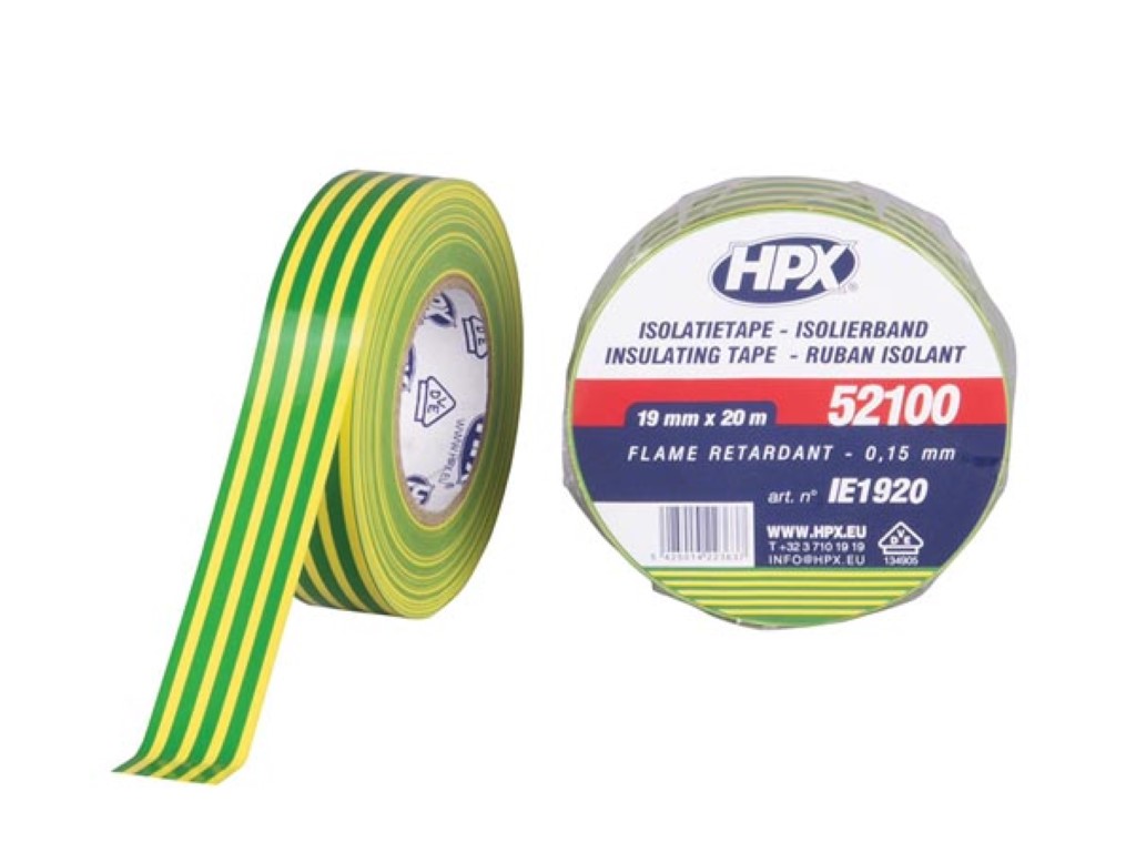 PVC insulating tape VDE - yellow/green 19mm x 20m