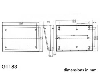Корпус для клавиатуры, серый 189 x 134 x 32/55mm