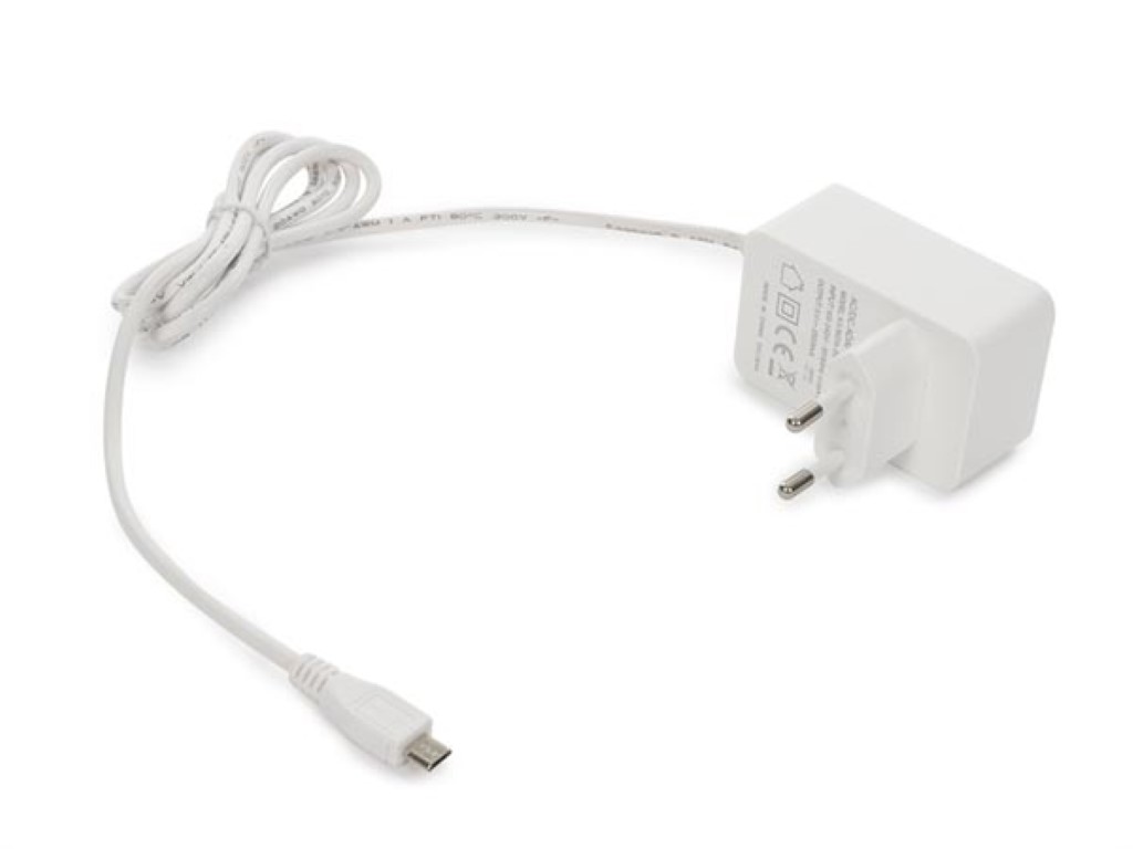 Kompaktne 2xUSB laadija vooluvõrgust - micro USB : 5 V - 2,5 A MAX. - 12,5W - valge
