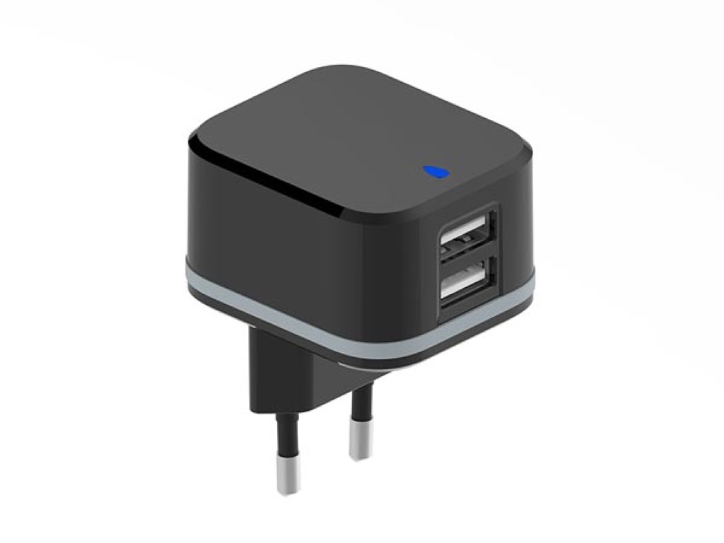 COMPACT CHARGER WITH DUAL USB OUTPUT - 5 V - 3.4 A max. (2.4 + 1 A) - 17 W max.