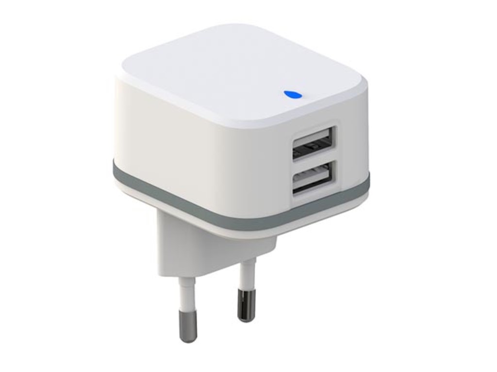 COMPACT CHARGER WITH DUAL USB OUTPUT 5 V - 3.4 A max. ( 2.4 + 1 A ) - 17 W max.