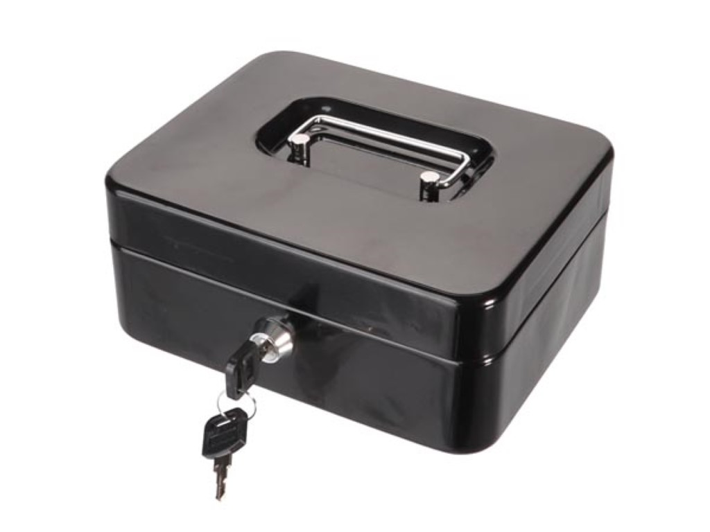 CASH BOX - WITH REMOVABLE COIN TRAY - 16 x 20 x 9 cm