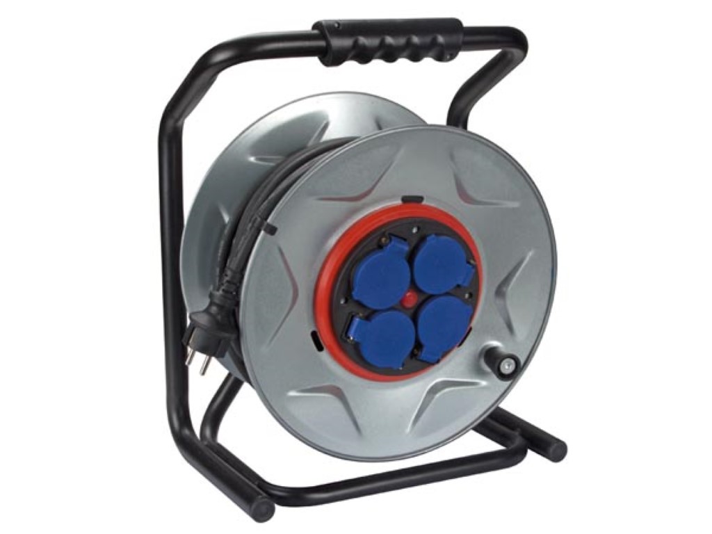 PROFESSIONAL NEOPRENE CABLE REEL WITH ANTI-TWIST SYSTEM - 40 m - 3G2.5 - 4 SOCKETS