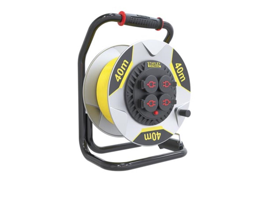 STANLEY FATMAX PROFESSIONAL NEOPRENE CABLE REEL WITH ANTI-TWIST SYSTEM - 40 m - 3G2.5 - 4 SOCKETS