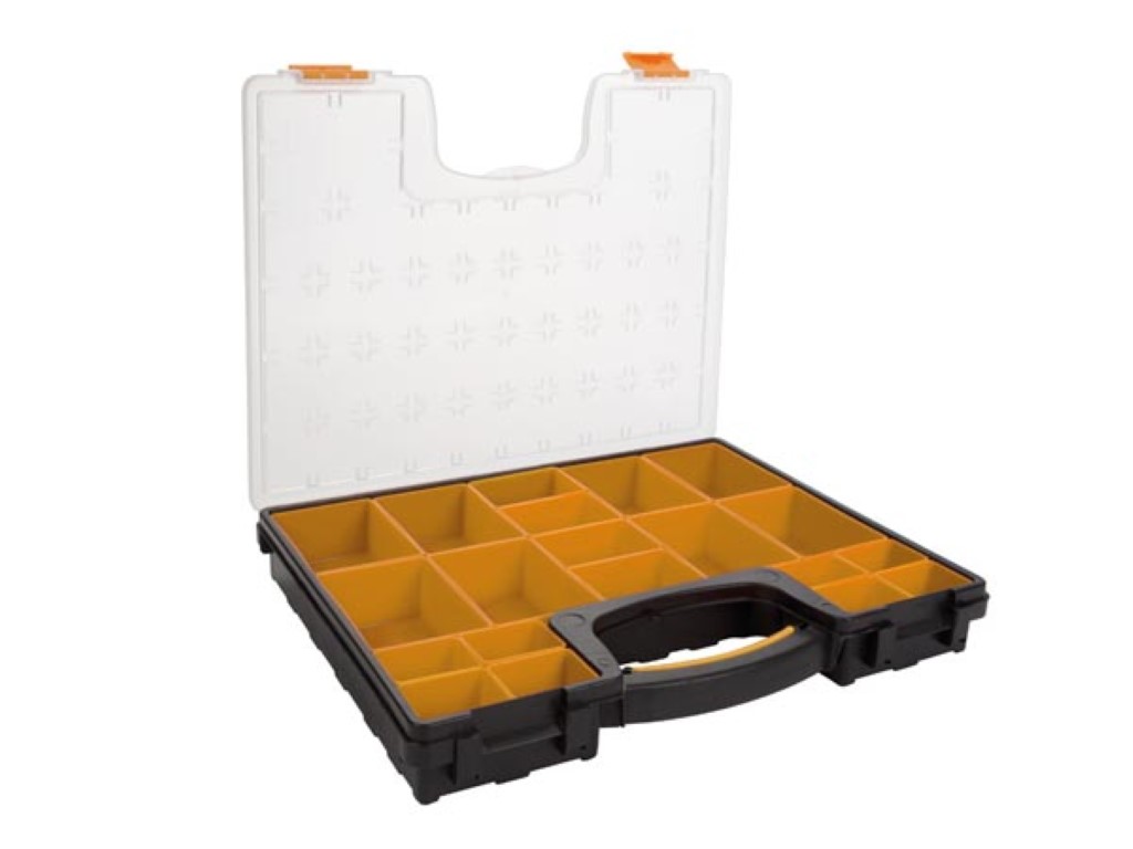 PLASTIC STORAGE BOX WITH REMOVABLE BINS - 42 x 33.5 x 6.5 cm