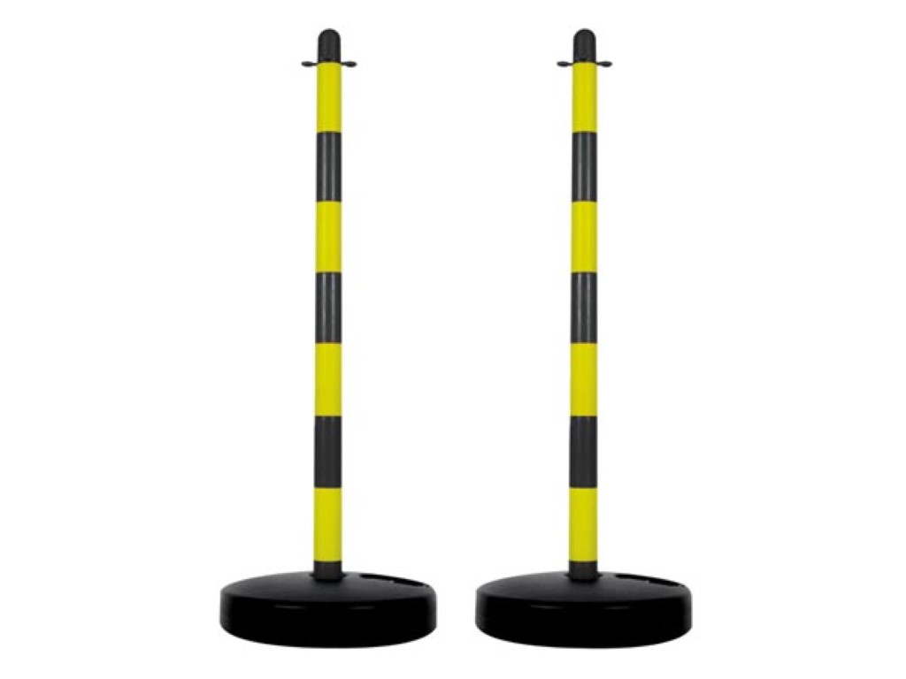 YELLOW/BLACK PLASTIC POST FOR SECURITY CHAIN - 2 pcs