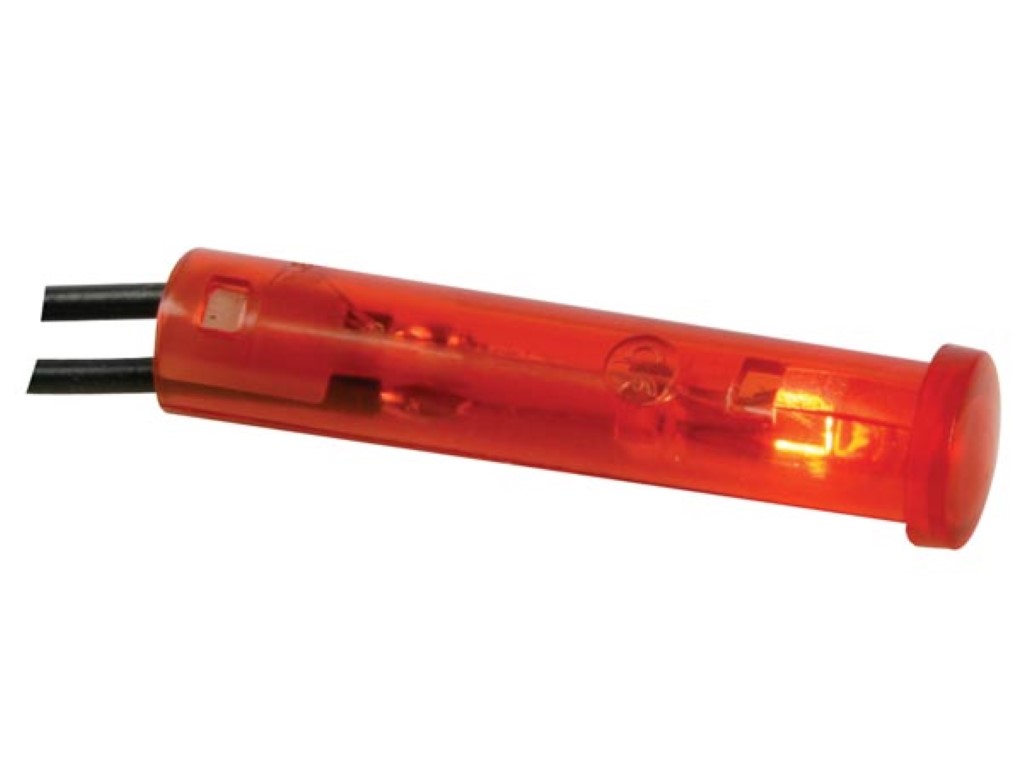 7mm ümmargune paneeli kontroll-lamp, 6V punane