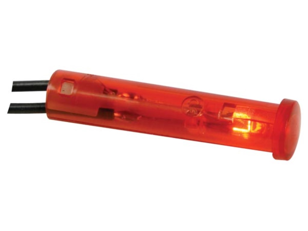 7mm ümmargune paneeli kontroll-lamp,  12V punane