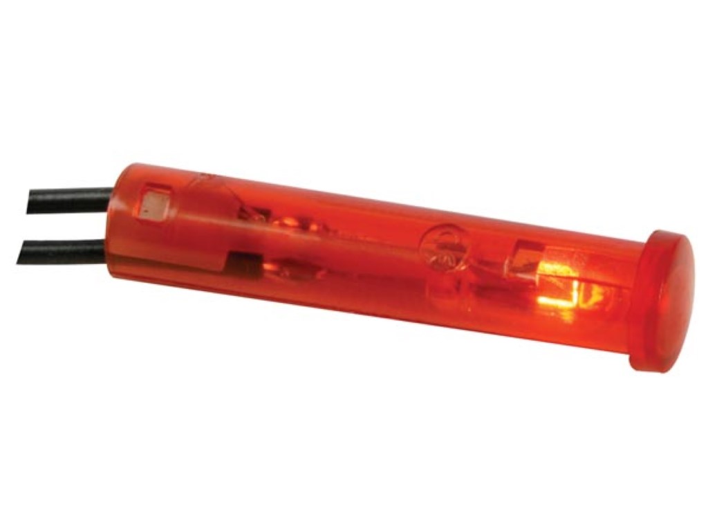 7mm ümmargune paneeli kontroll-lamp,  24V punane