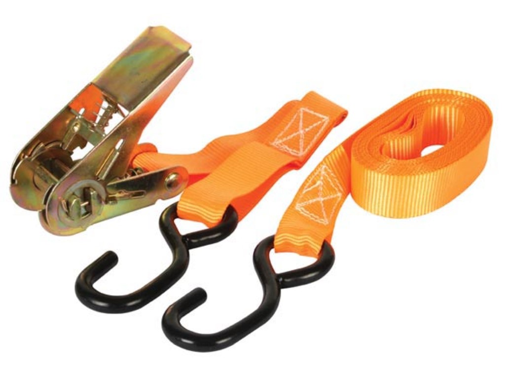 RATCHET TIE-DOWN WITH HOOKS - MAX. 500kg - 4.5m x 25mm