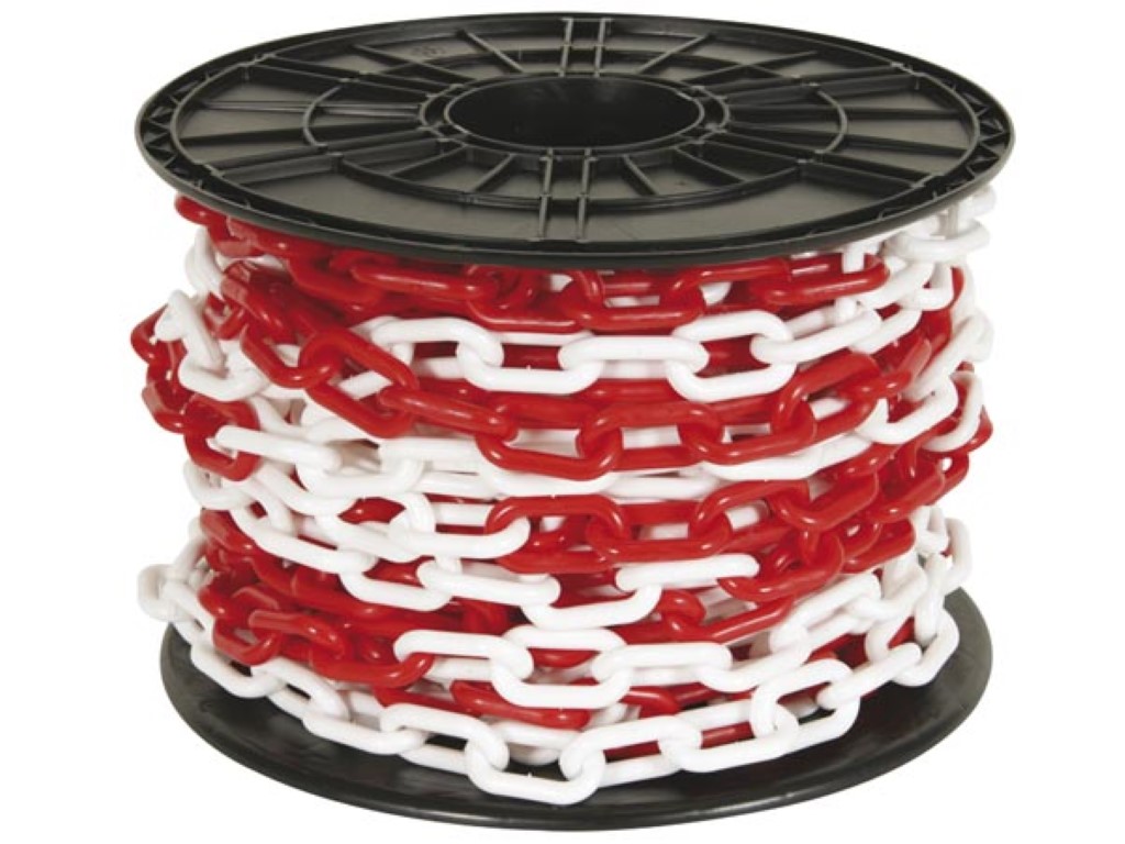 RED/WHITE CHAIN 8mm ON REEL - 25m