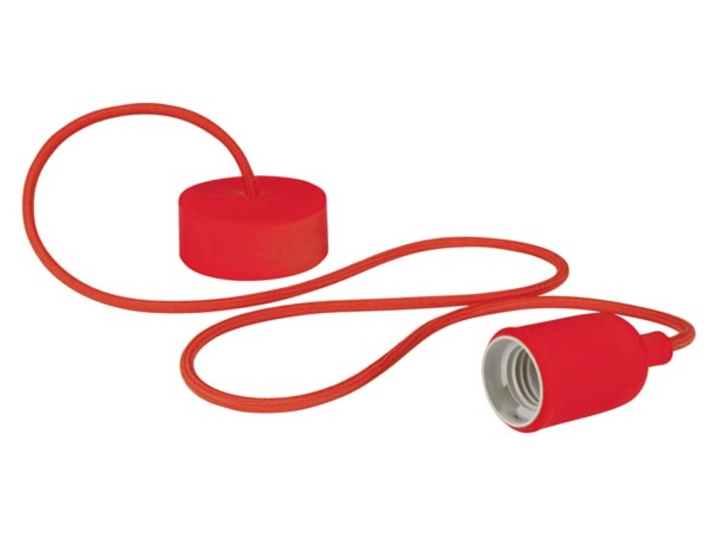 DESIGN PENDANT LAMPHOLDER WITH FABRIC CORD - RED