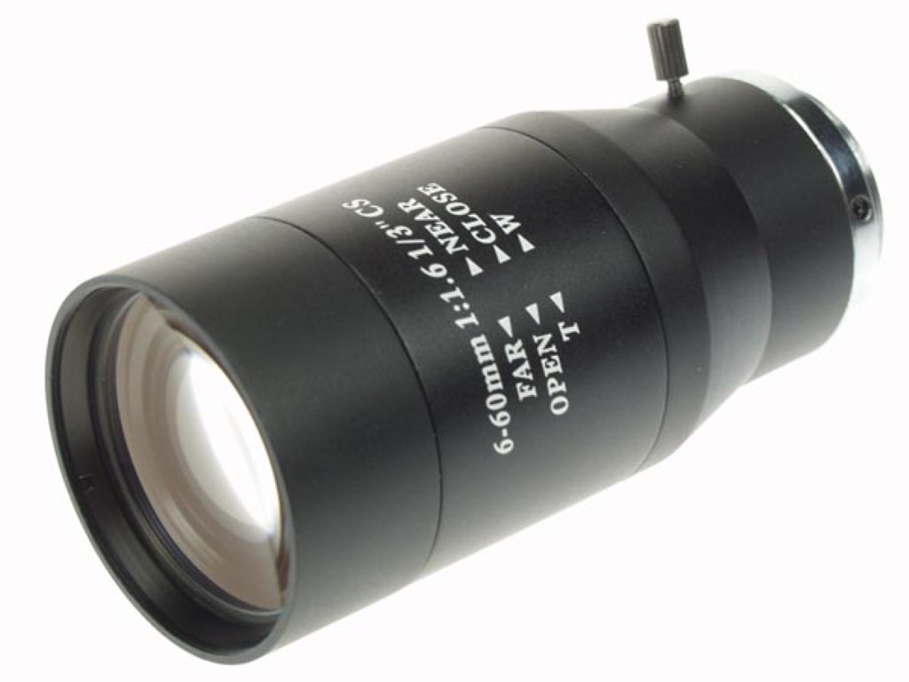 CCD & CMOS BOARD LENS 6-60mm/F1.6 - VIEWING ANGLE 44°-4°40'